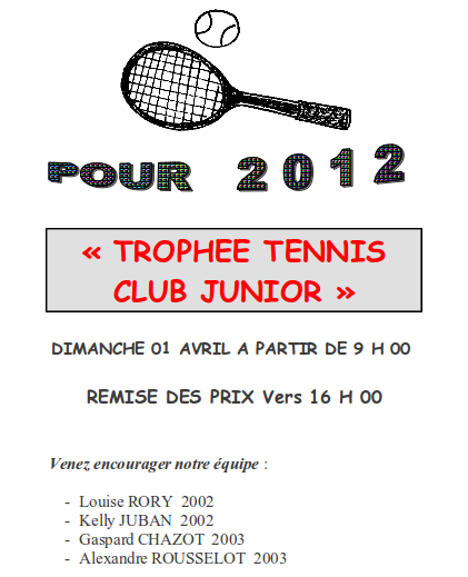 Trophée tennis club junior
