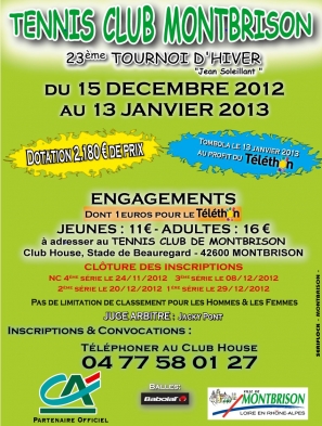 Tournoi tennis Montbrison 2012-2013